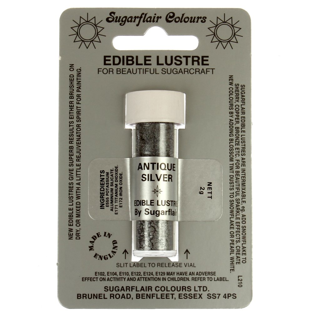 31430 Sugarflair SILVER SPARKLE Edible Lustre dusting icing colo