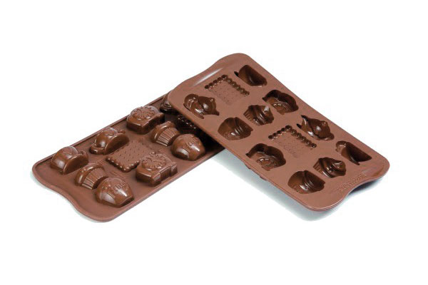 2001676 Ksl Silkomart Brown Tea Time Mould 12 In 1