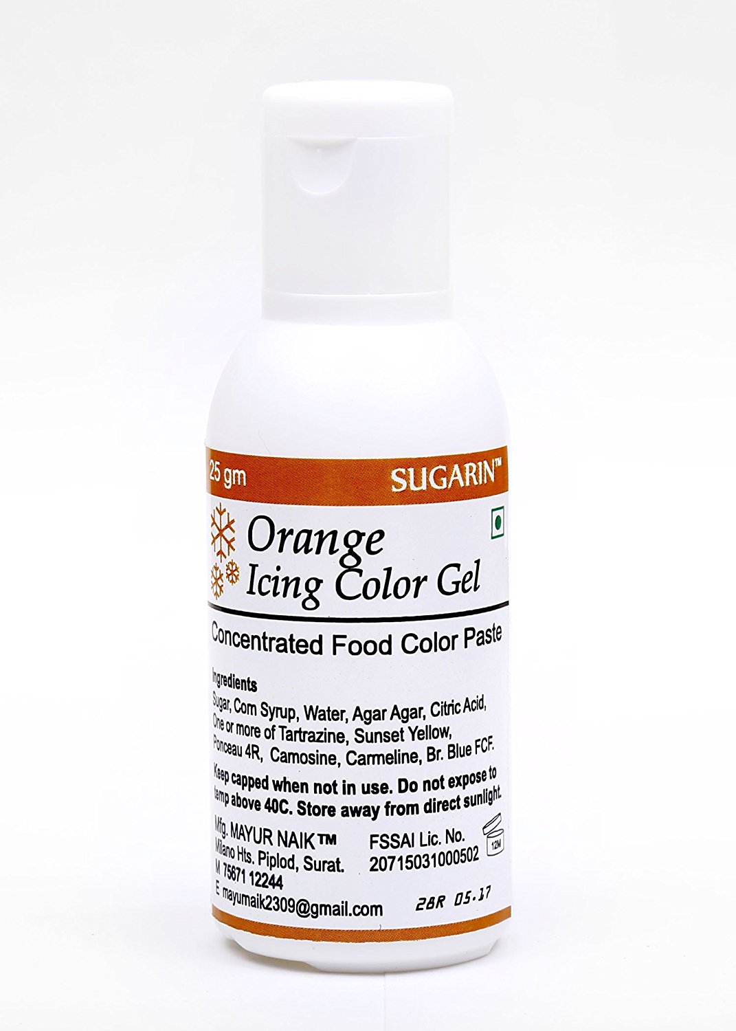 31689 Sugarin Icing Color Gel for Fondant, Orange, 25 gram